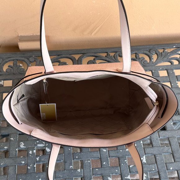 Michael Kors Carmen Large North South Shoulder Tote Bag MK Pink Dark Powder Blus - Picture 8 of 13